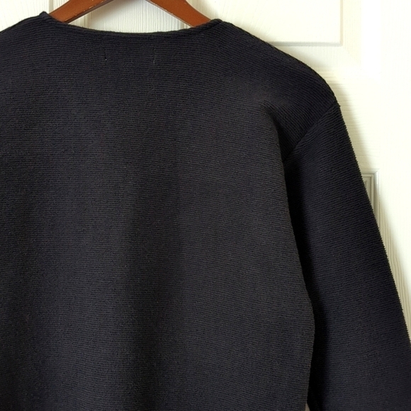 Madewell Texture & Thread Ribbed Knit Quarter Sleeve V-neck Tie Front Top Black - Picture 11 of 12